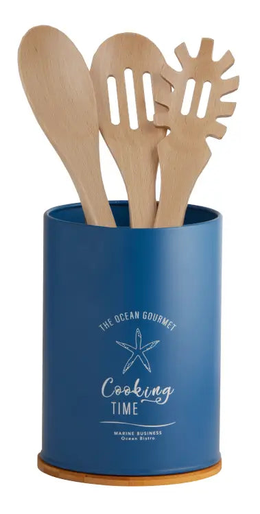 Utensils Holder with Wooden Cooking Utensils